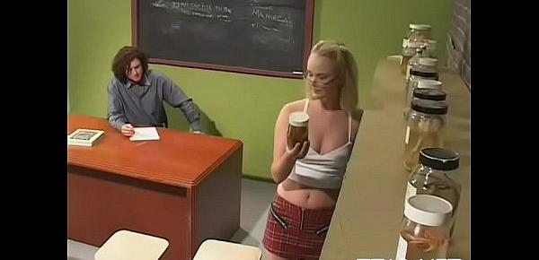 Schoolgirl with petite tits gets banged hard in lots of poses